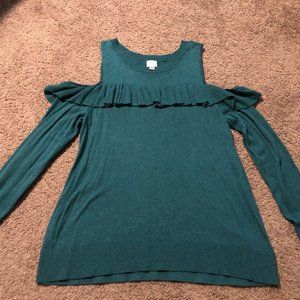 Turquoise Cold Shoulder Sweater XXL